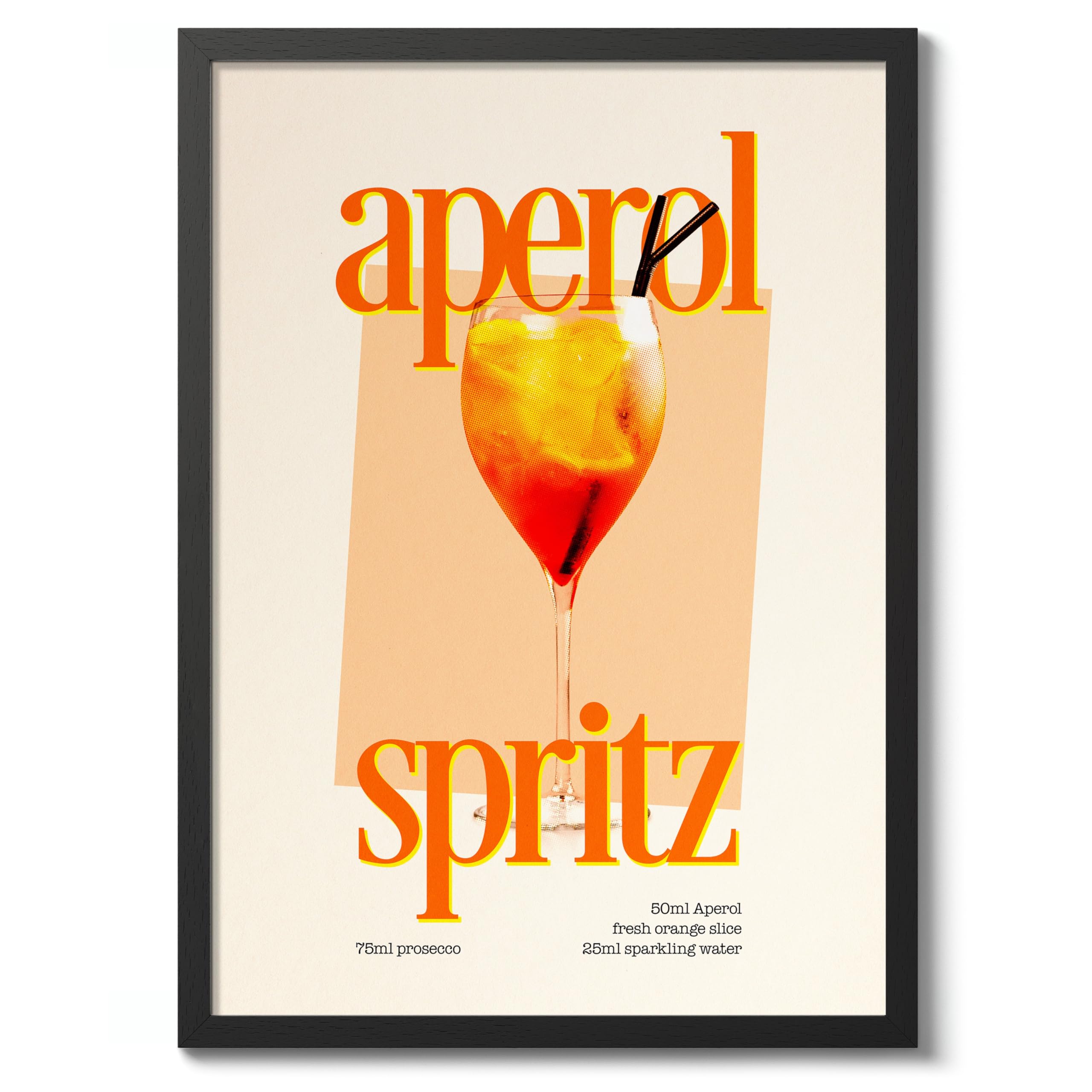 Aperol Spritz Print, Cocktail Poster, Framed Drink Wall Art, Modern Kitchen Decor, Drinks Poster, Gift Idea, Archival Matte, 50x70cm (Framed) - 50x70cm
