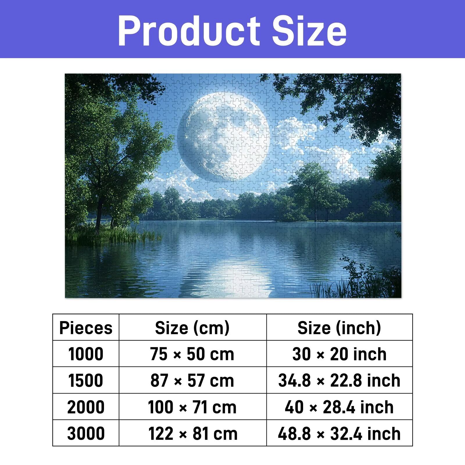 Puzzle 2000 sztuk dla dorosłych, drewniane puzzle księżycowe dla dorosłych, trudne drewniane łamigłówki, rodzinne gry edukacyjne, łamigłówki z pudełkiem na prezent do dekoracji domu, prezent dla