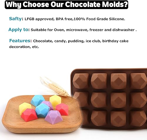 Miniatura 2 de Chocolate Molds Silicone Candy Mold - Diamond Shape Non-Stick Silicone Mold For Ice Cube, Candy, Jelly, Soap, Hard Candy, Cake