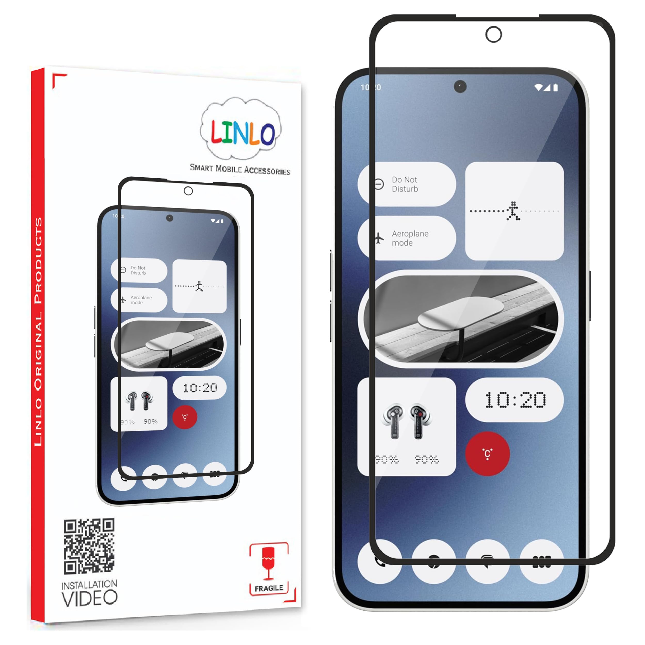 LINLO Premium Tempered Glass Screen Protector for Nothing Phone 2A 5G with Edge to Edge Coverage and Easy Installation Kit, Pack of 1, Black