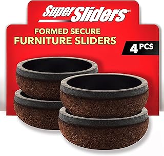 Super Sliders 4 Pack 1.5" Round Felt Furniture Sliders for Hardwood Floors - Self-Adhesive Floor Protectors for Chairs, Tables & Furniture - Noise Reducing, Scratch Protection - Brown