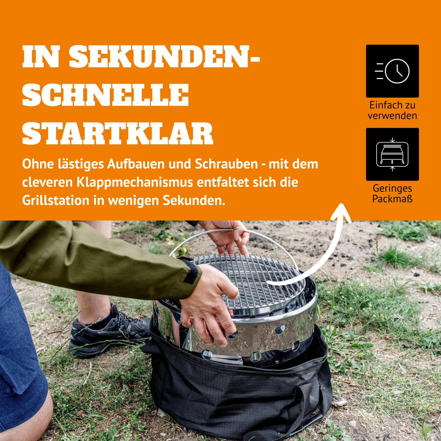 Petromax Atago Gasgrill - Tischgrill für den Einsatz beim Camping, im Garten oder Balkon - ideal zum Grillen, als Ofen oder Feuerschale - Picknick Grill mit Grillrost und Piezo-Zündung - Edelstahl