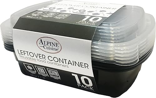 Alpine Cuisine Recipientes de almacenamiento de alimentos para preparación de comidas con 5 tapas y 5 cuerpos, 10 piezas de 38 onzas (38.0 fl oz),