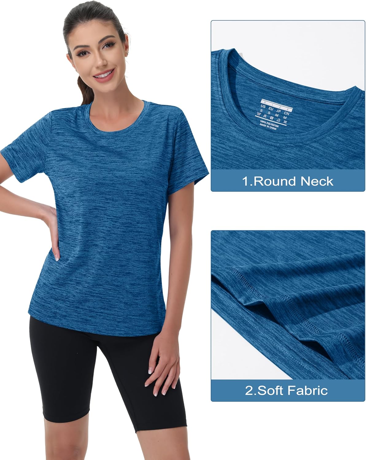 MAGCOMSEN Women's Workout Shirts Crewneck Short Sleeve Moisture Wicking Lightweight Tops for Gym Athletic Sports - Image 5