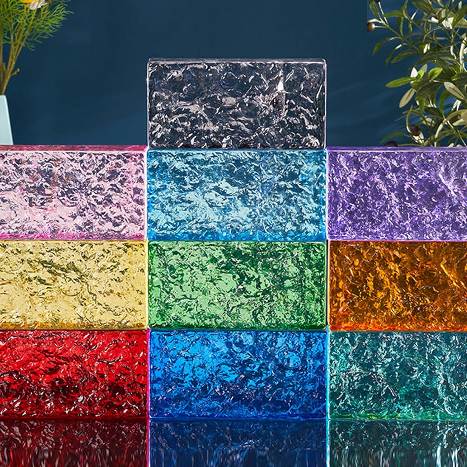 Transparent Glass Bricks for Decorative Partition Walls, Ideal for Room Partitions and Building Decoration in Bars and Hotels, 7.8 x 3.9 x 1.9 inches