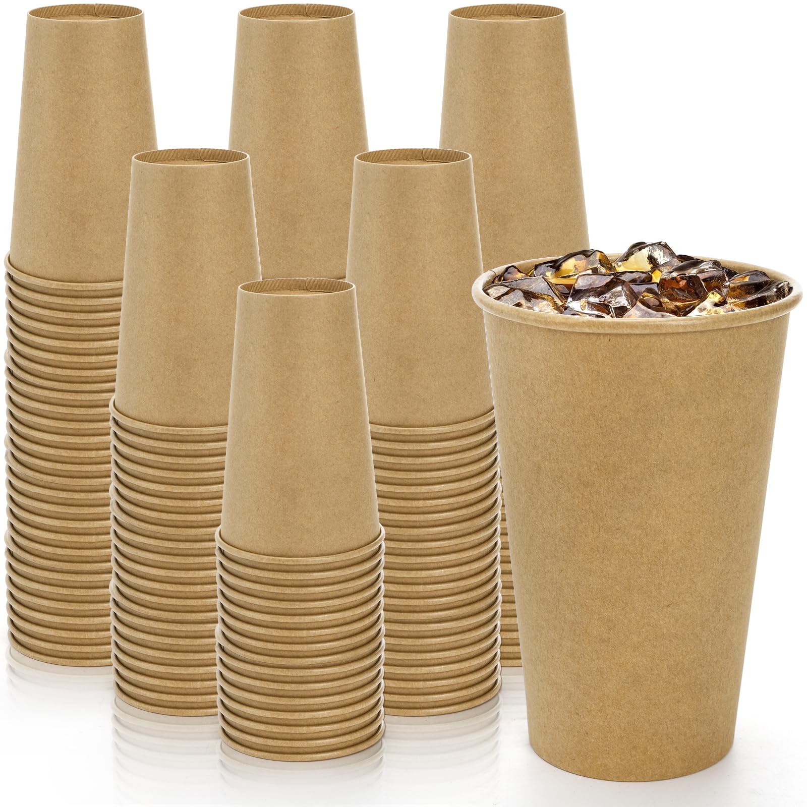 180 Pack 16 Oz Paper Coffee Cups, Kraft Disposable Brown Paper Cups, Unbleached Leak-proof Hot Drink Cup Water Beverage Juice Drinking Container for Home, Party, Office, Cafe