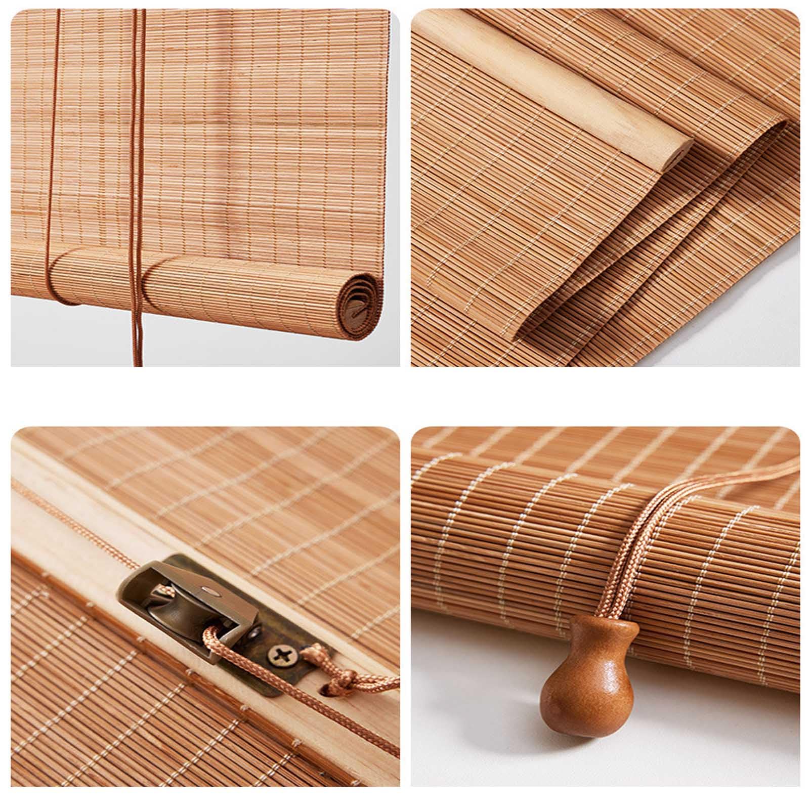 Stores Venitiens Bois pour Veranda Store en Bambou Naturel Store Enrouleur Exterieur Bambou Vertical Bambou Naturel Intérieur Respirant Anti Uv pour Jardin Fenêtres (105*200cm/41*79in)