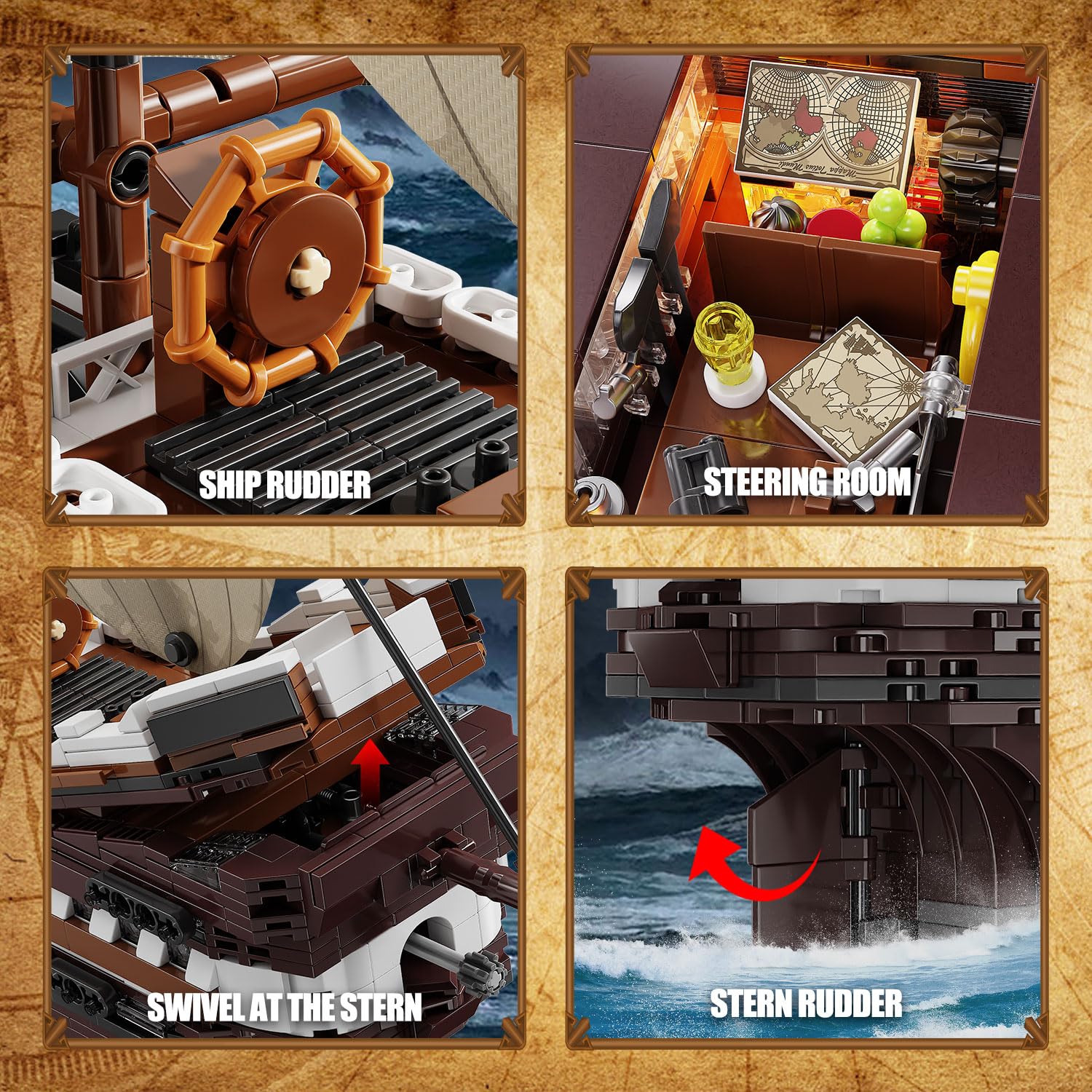 TYCOLE Set di costruzione di navi pirata con luci - Modello di nave giocattolo Mayflower,ottima decorazione per casa e ufficio, ideale per adulti e ragazzi dagli 8 ai 14 anni come regali (2076 pezzi)