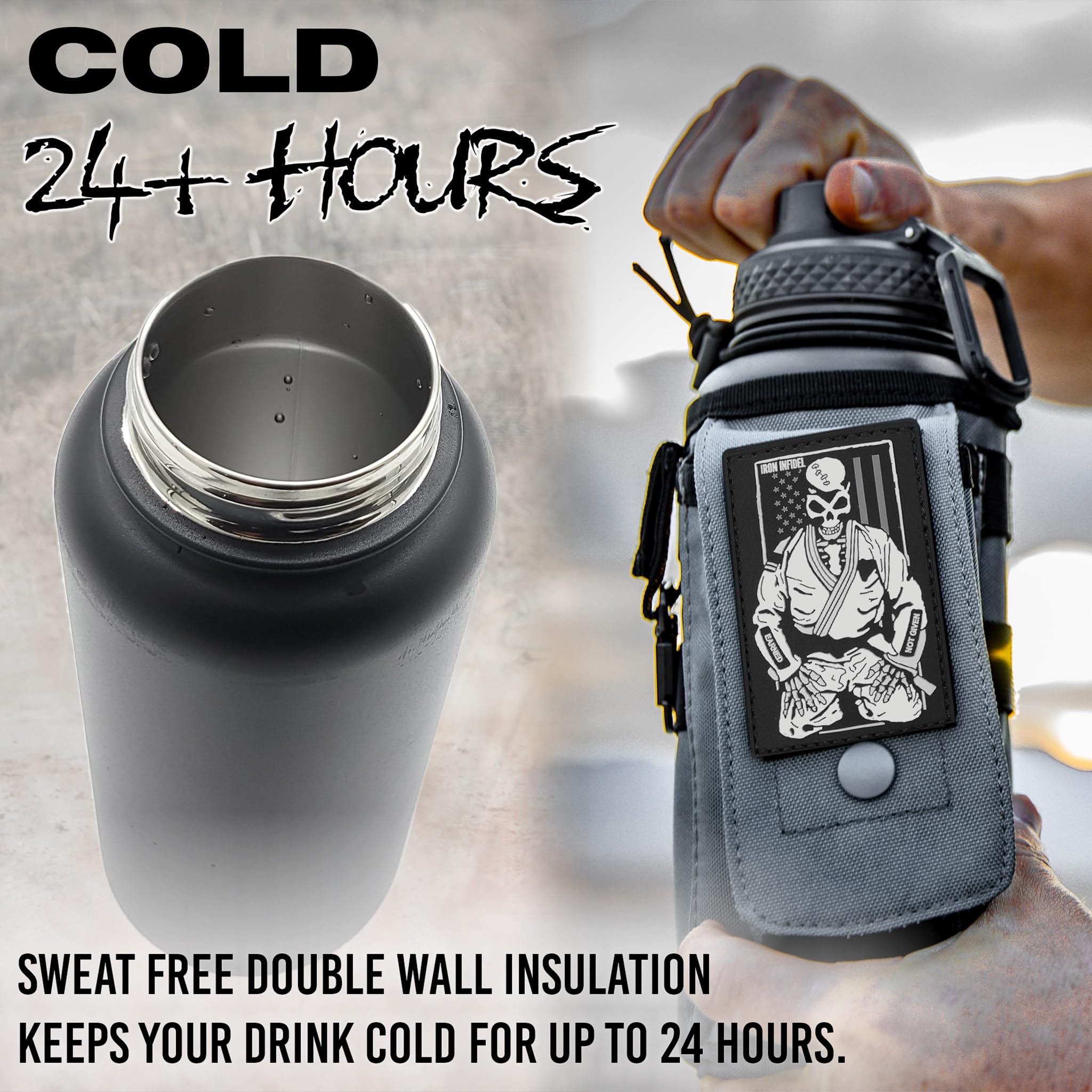 Aazon.co : Iron Infidel Battle Bottle - 32 Oz Insulated Water Bottle With Straw Lid & Chug Cap