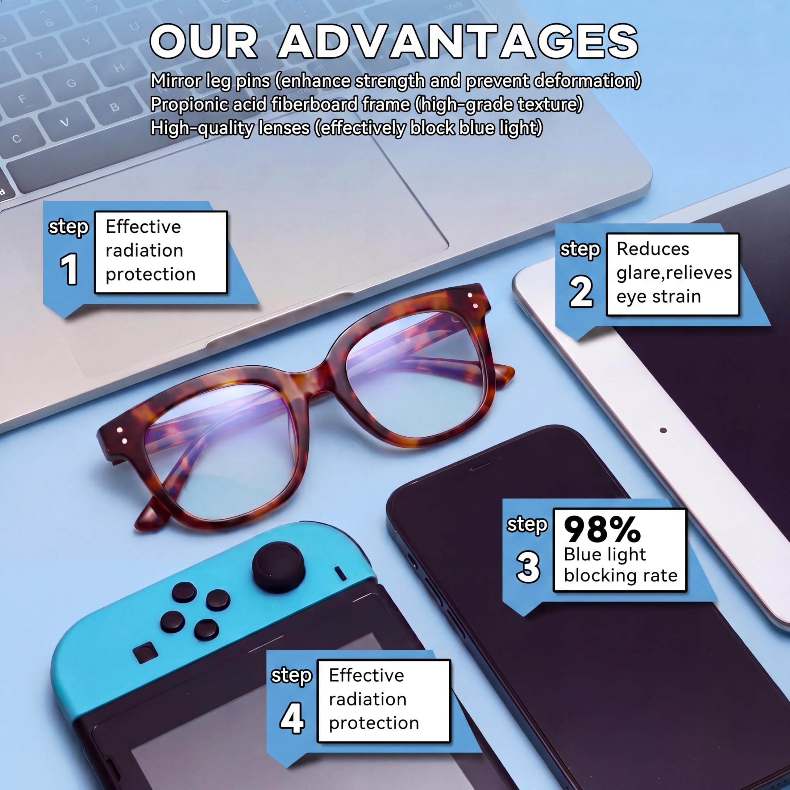 Lunettes anti-lumière bleue pour homme et femme, lunettes surdimensionnées à la lumière bleue tendance pour un meilleur sommeil, anti-fatigue et fatigue oculaire