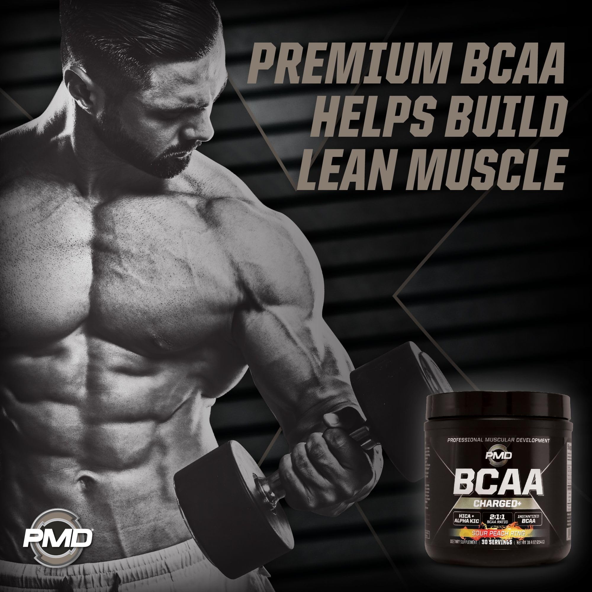 PMD Sports BCAA Charged Delicious Amino Acid Drink Mix for Performance and Recovery - Increase Muscle Function for Workout and Daily Energy - Sour Peach Ring (30 Servings) — Amazon image 3