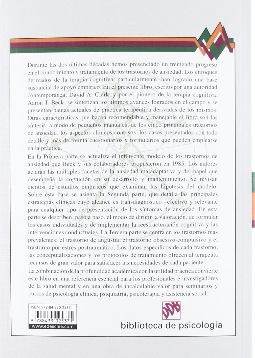 Terapia cognitiva para trastornos De Ans: 171 (Biblioteca de Psicología)