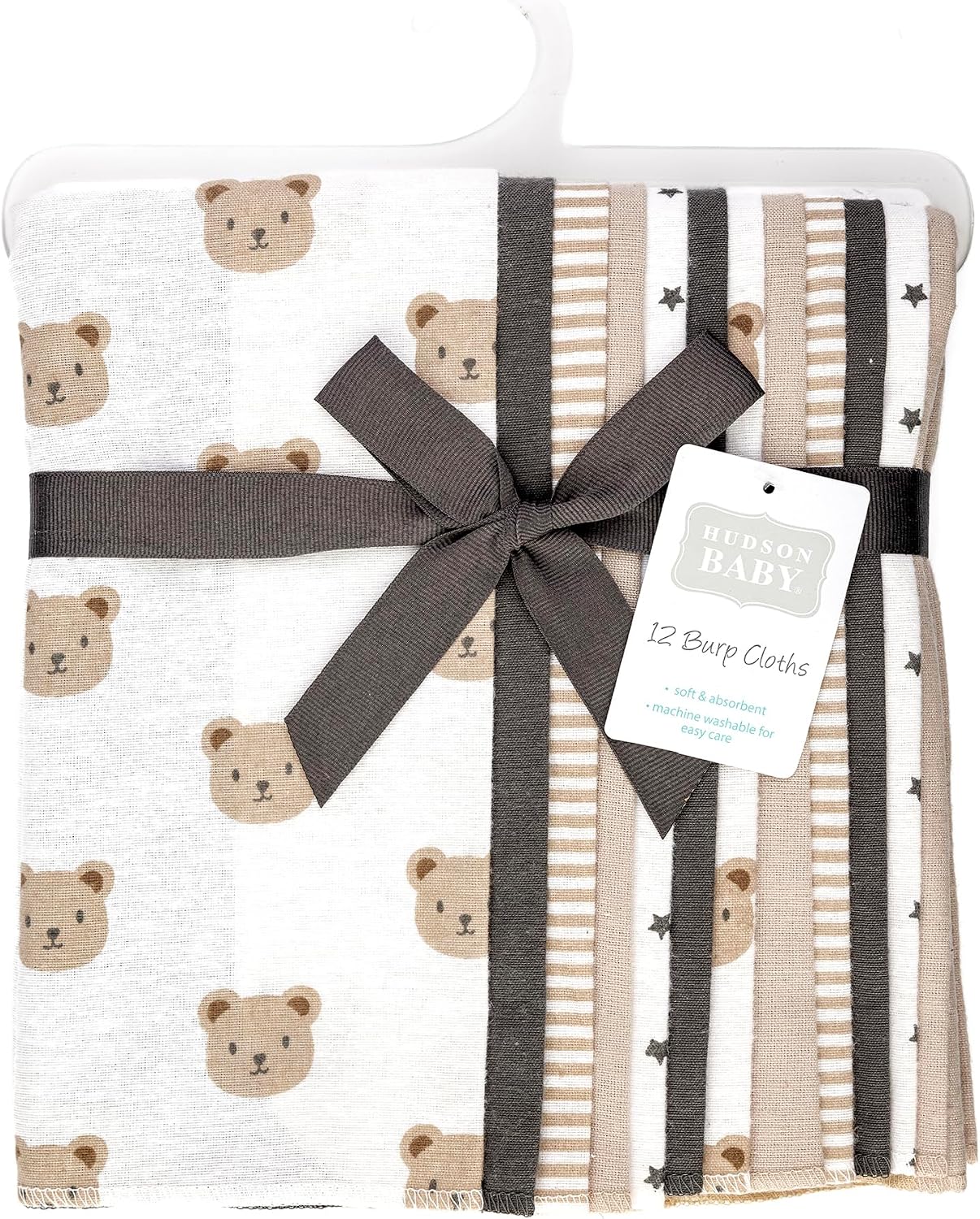 Hudson Baby Unisex Baby Cotton Polyester Flannel Burp Cloths Bundle 12-Pack image 2