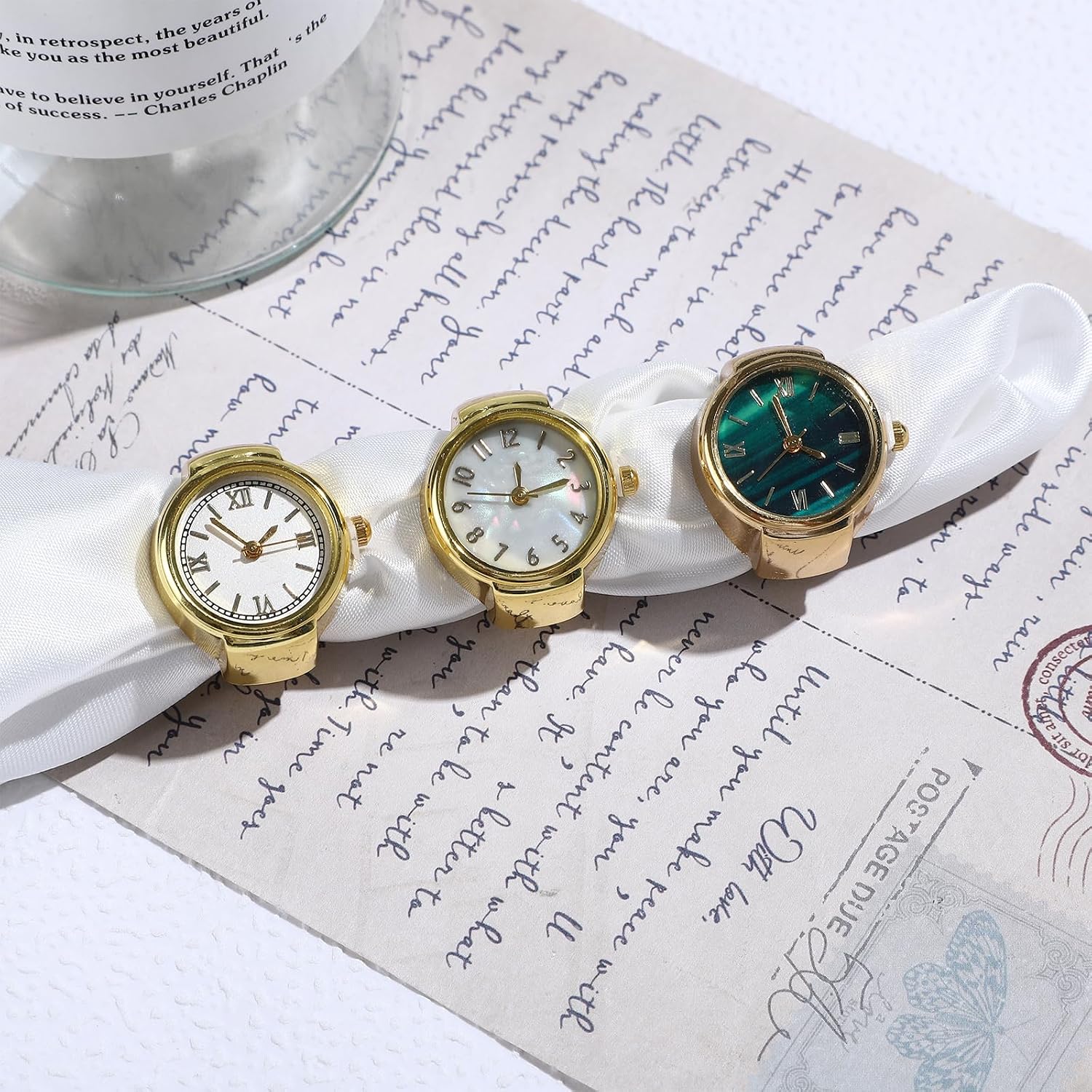 NEWITIN 3 Pieces Men Women Finger Watches Fashion Ring Watches Bulk Elastic Round Rings Watch