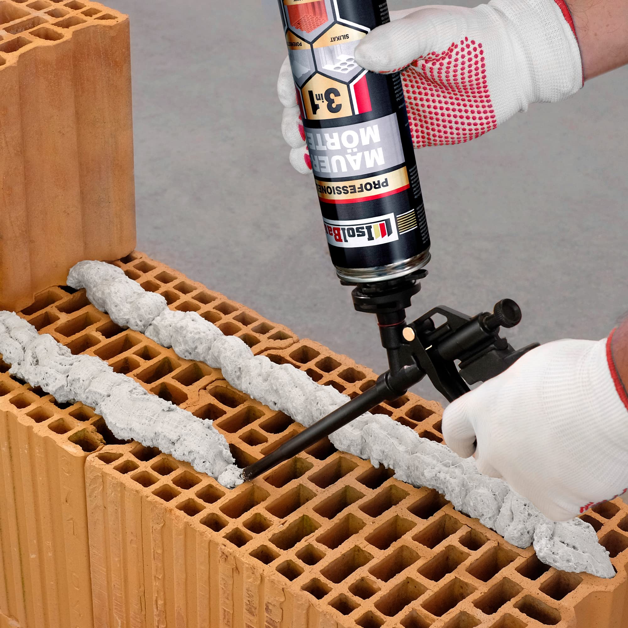 Isolbau Mauermörtel 4 x 750ml Pistolenschaum Montageschaum Klebeschaum 3 in 1 PU-Mörtel