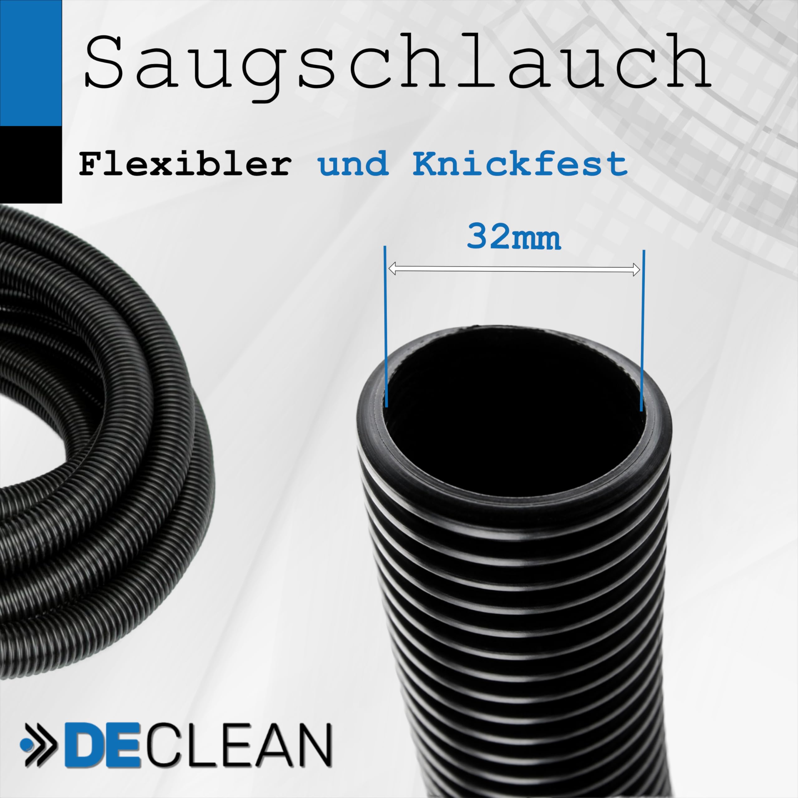 8 m Saugschlauch kompatibel mit Kärcher NT 14/1 NT 25/1 NT 27/1 NT 35/1 | DeClean passend für Kärcher NT 40/1 NT 45/1 NT 48/1 NT 55/1 NT 65/2 NT 301 NT 351 NT 360 NT 361 362 501 551 Staubsauger