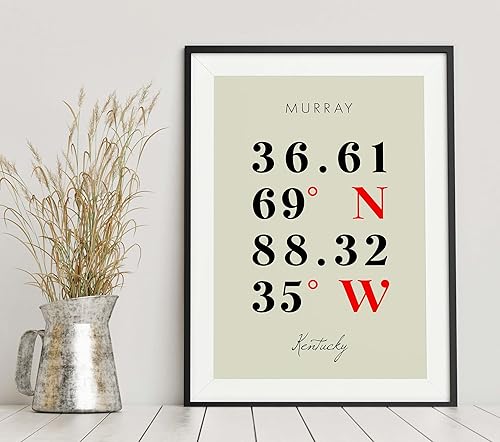 Miniatura 6 de Mapa de Murray, Kentucky, Coordenadas multilíneas de colores (12x16)