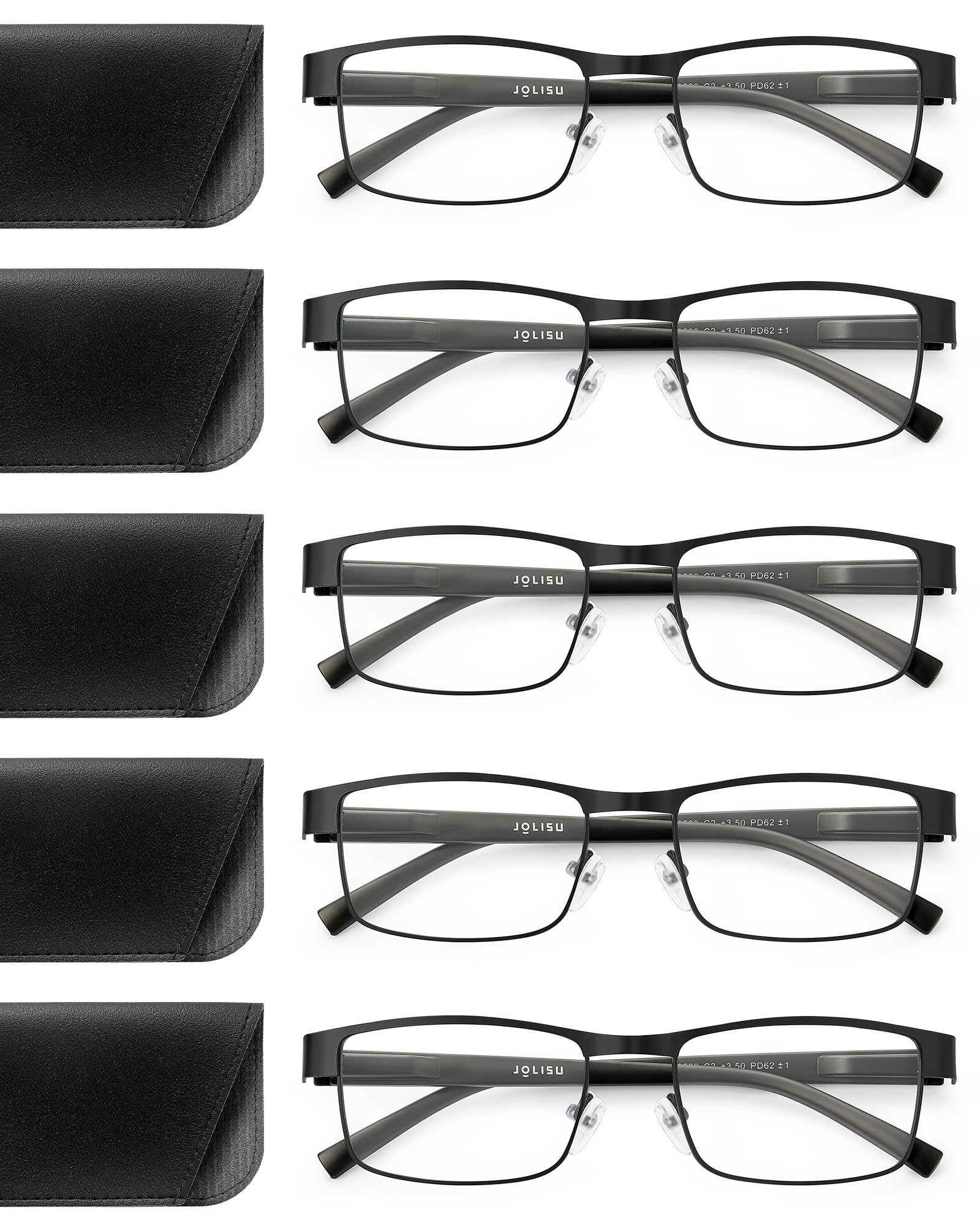 5PCS Reading Glasses Men – Blue Light Blocking Metal Thin Frame