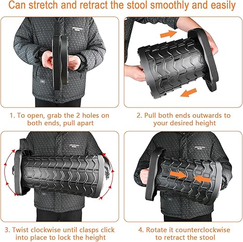 Miniatura 5 de Boreeman Taburete plegable mejorado, taburete portátil cuadrado, ligero pero más resistente, con capacidad de carga de 400 libras, perfecto para