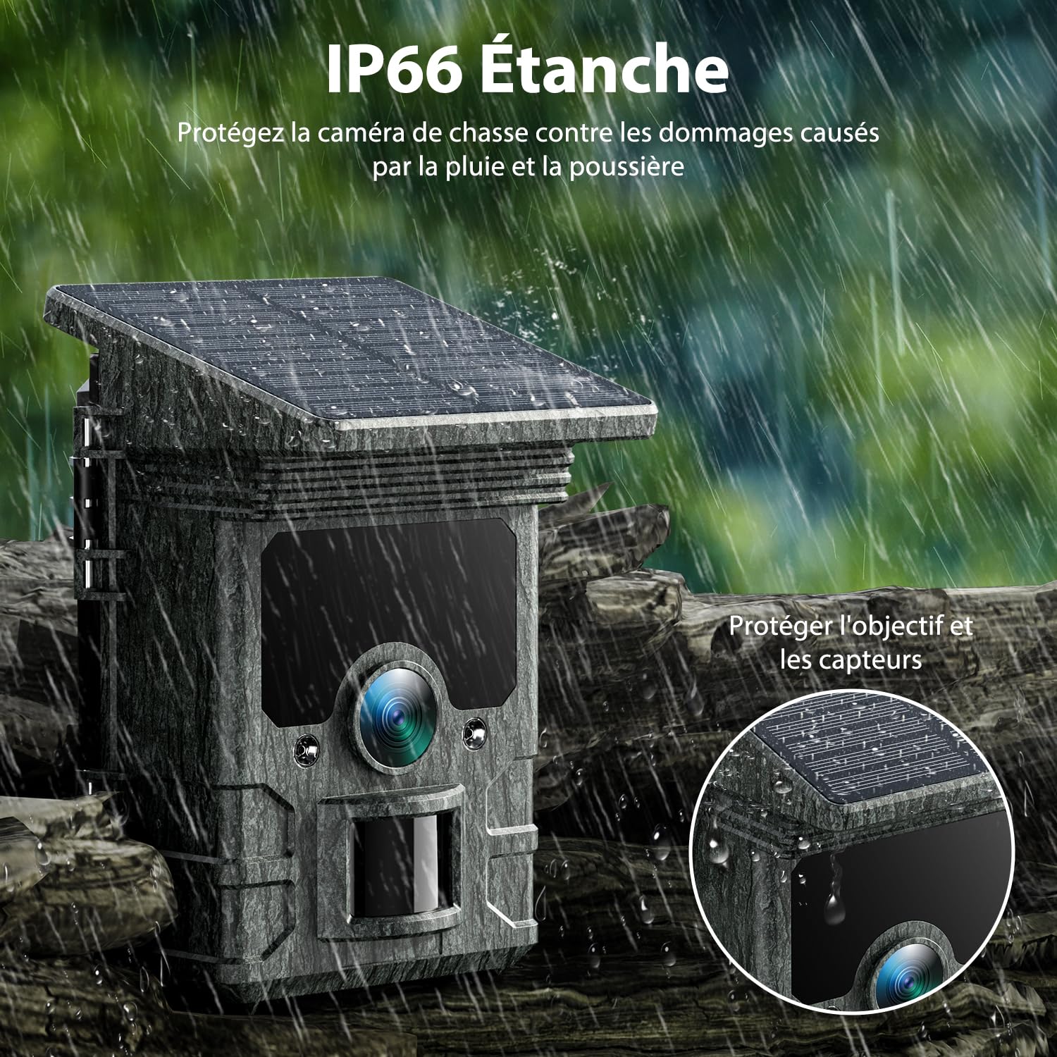 VOOPEAK Camera de Chasse Solaire - 4K UHD 85MP Camera de Chasse WiFi Bluetooth Rechargeable, Caméra Chasse Vision Nocturne Infrarouge Activée par Mouvement Temps de Déclenchement 0,1s Étanche IP66