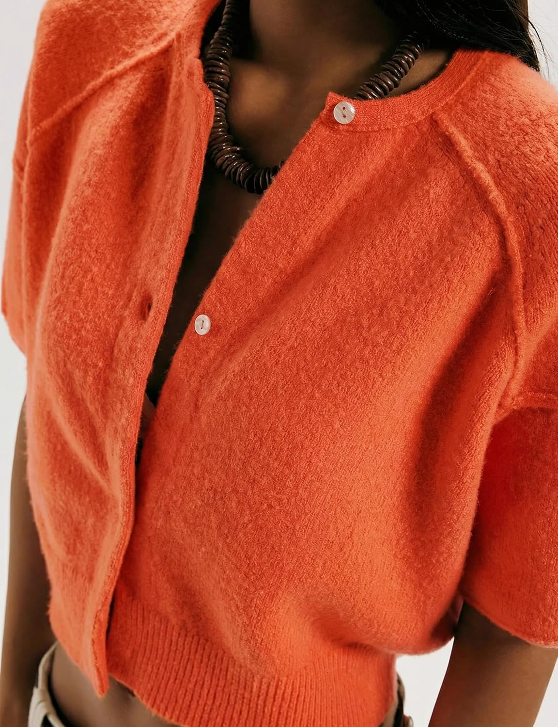 Womens Short Sleeve Cardigan Casual Summer Button Down Knit Sweater Lightweight Cardigan Cropped Tops
