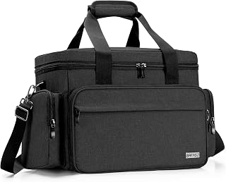 Large Makeup Bag with 2 Removable Pouches and Detachable Dividers, Multifunctional Cosmetic Bag to Keep Makeup and Hair Supplies (Patent Pending), Black