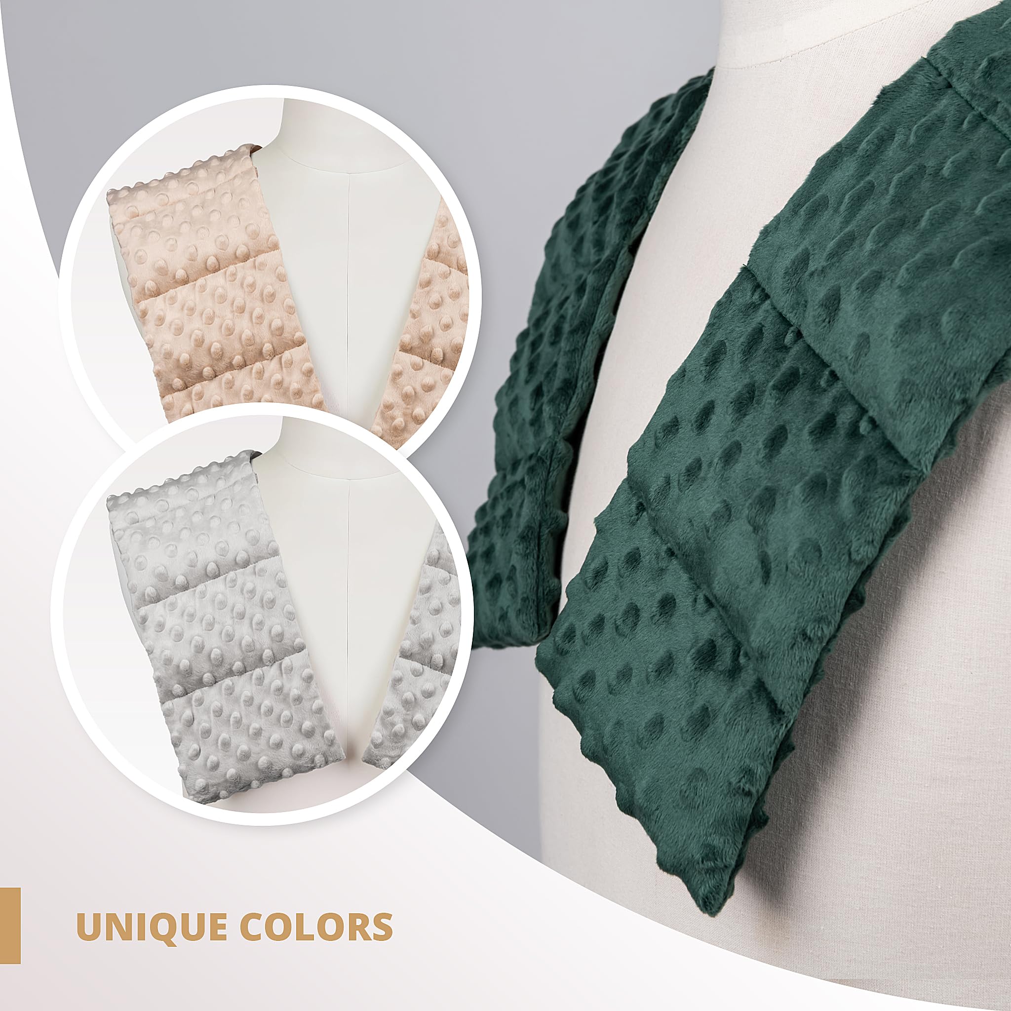 Coperta Ponderata per Spalle e Collo 3 kg - per Bambini e Adulti - Riduzione Dello Stress Autismo ADHD - Minky Argento