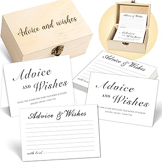 Advice And Wishes For The Mr And Mrs, 51 Pcs Wedding Advice Cards Box for Bridal Shower Decorations, Bridal Shower Games Advice And Wishes Cards Wedding Games For Reception (White Advice)