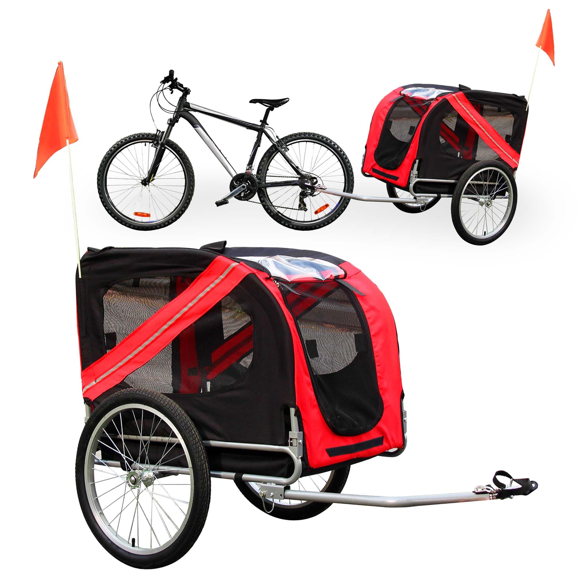 Wiltec Remorque de vélo pour Chien, 2200 x 700 x 780 mm, capacité 40 kg, Poussette à attelage Embrayage Rotatif de sécurité, Moustiquaire, Tissu Anti-Pluie
