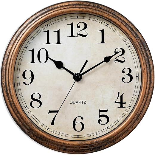 HYLANDA Wall Clock, Vintage Battery Operated, Retro Silent Non Ticking Decorative Clocks for Home