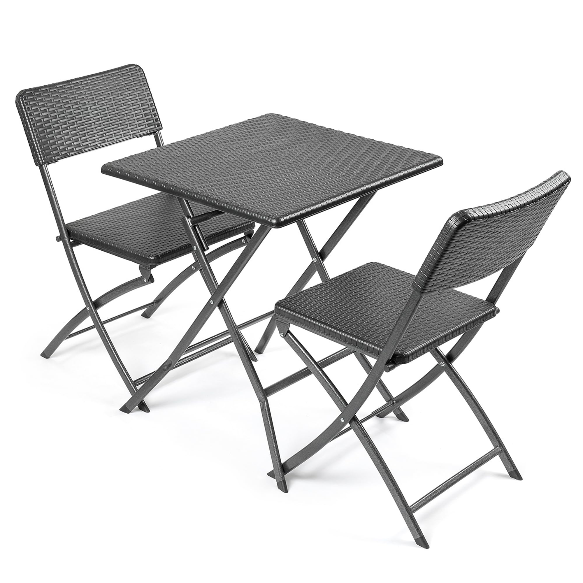 CHRISTOW Bistro Table and Chairs Set 2 Seater Rattan Effect Folding Patio Furniture (2ft) โ image 1