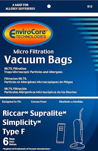 Miniatura 2 de EnviroCare Bolsas de polvo para aspiradora de microfiltración de repuesto hechas para adaptarse a los montantes Riccar Supralite y Simplicity Tipo