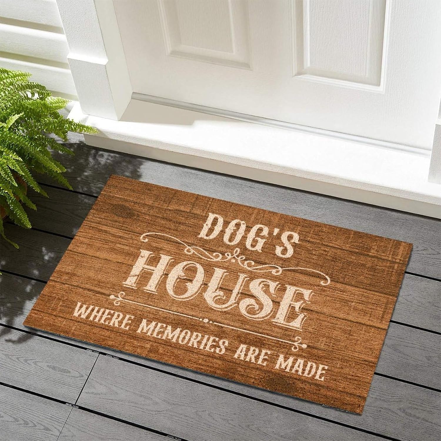 Coir Fiber Outdoor Doormat Rug 24x36in Dog's House Where Memories are Made Funny Welcome Mats Outdoor Entry Door Rugs Resist Dirt Home Décor for Home Pets