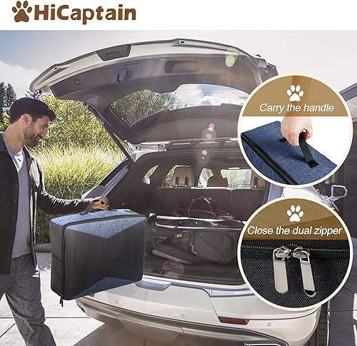 Miniatura 10 de HiCaptain Caja de arena portátil para gatos, caja de arena de viaje para gatos con tapa y asa, transportador de arena plegable portátil estándar