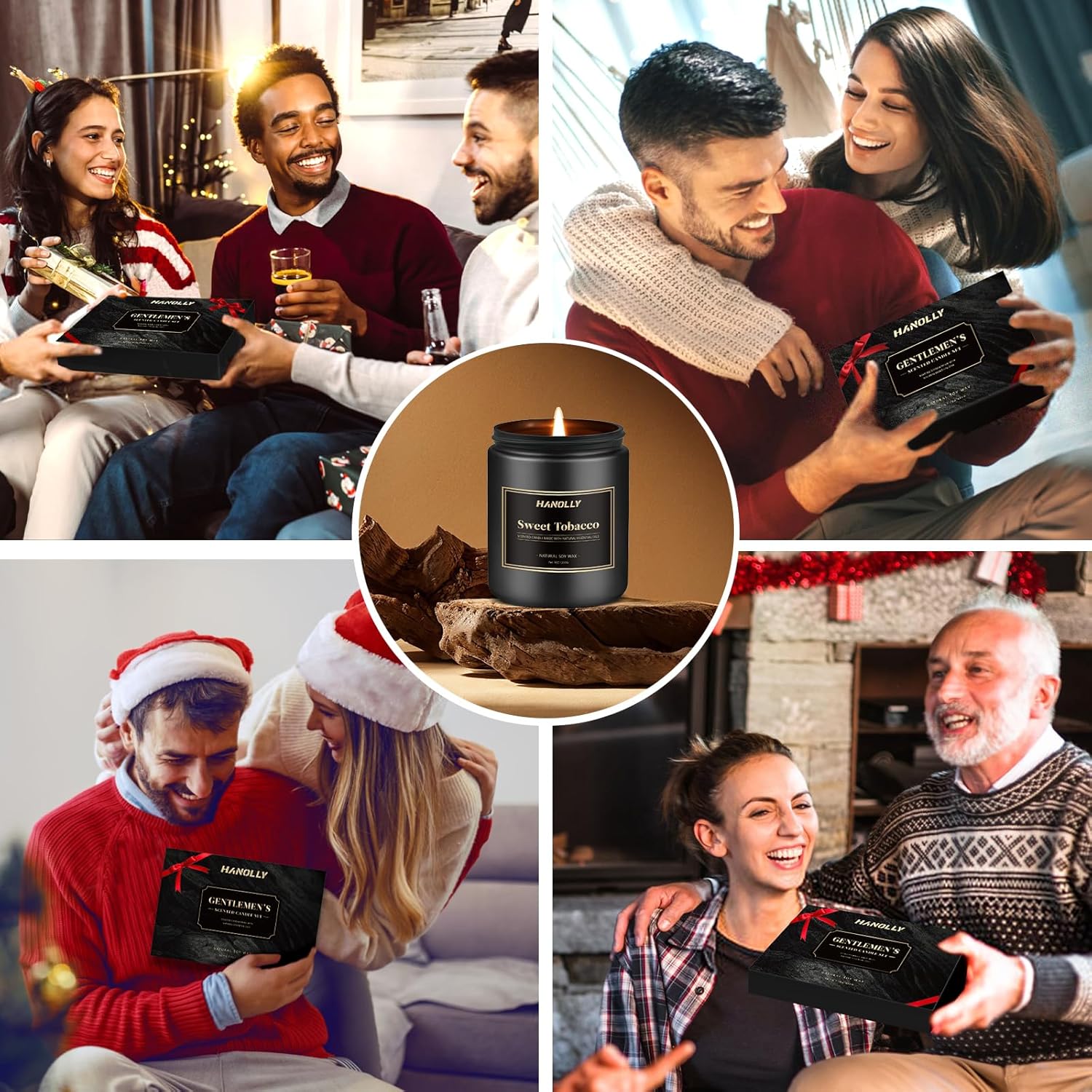 Mens Scented Candle Gift Set, 6 Pack Candles for Men,Gifts for Dad & Father, Soy Candles for Home Scented, 42 oz Long Lasting Aromatheraspy Candle, Maculine Manly Jar Candle Kit