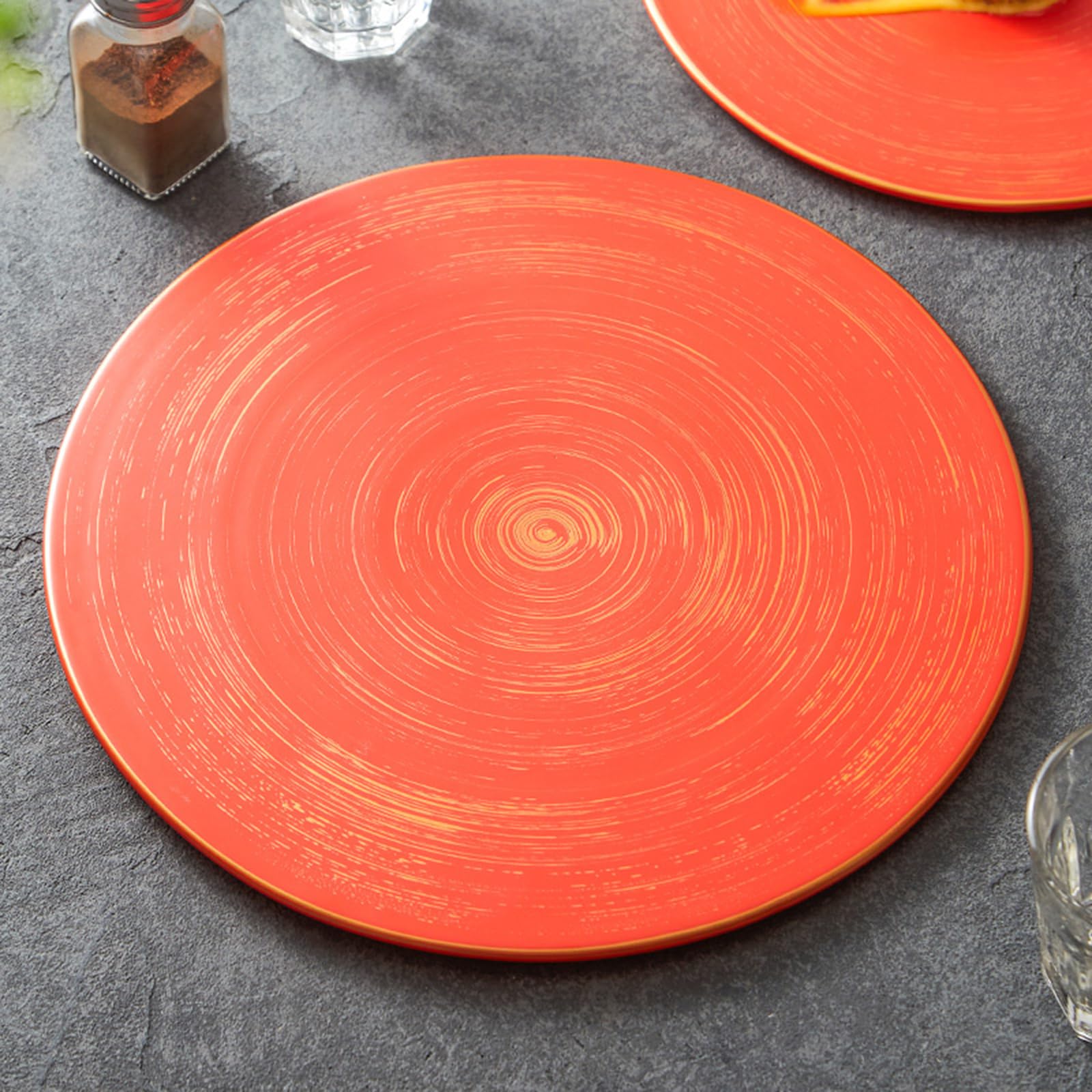 Piatto da Cucina, Piatto Rotondo in Ceramica, Stoviglie Moderne, Piatto da Dessert per Pasta, Piatto Piano, Lavabile in Lavastoviglie nel Microonde(Size:30.5 * 30.5 * 1.5CM)