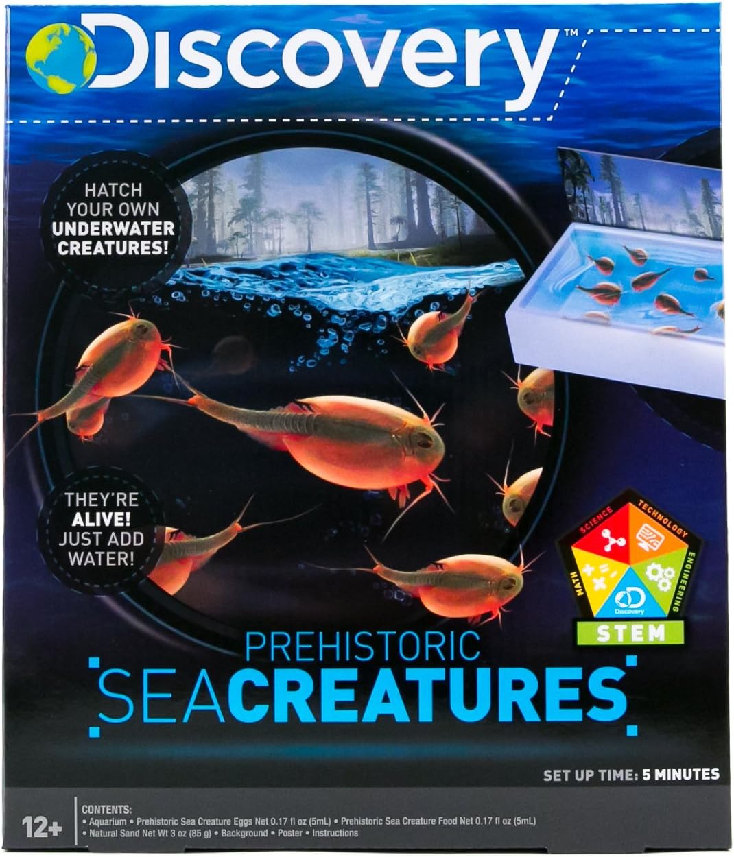 Discovery Kids Prehistoric Sea Creatures by Horizon Group USA, Great Stem Science Kit, Sea Creature Eggs, Sea Creature Food, Aquarium, Natural Sand & Poster Included