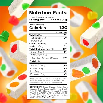 Jujube Nougat, Nougat Candy with Fruit Jelly Pieces - 35 Count, 12 Oz Bag