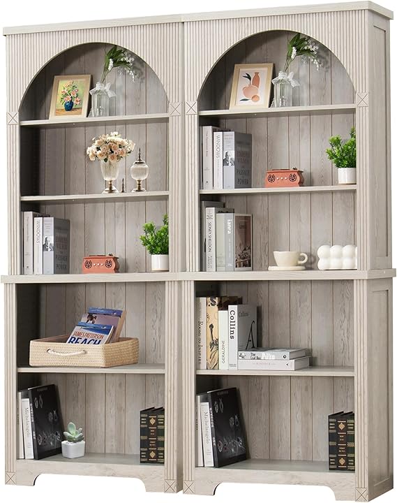 Janmer Home 71" Tall Narrow Bookshelf, Modern 5Tier Arched
