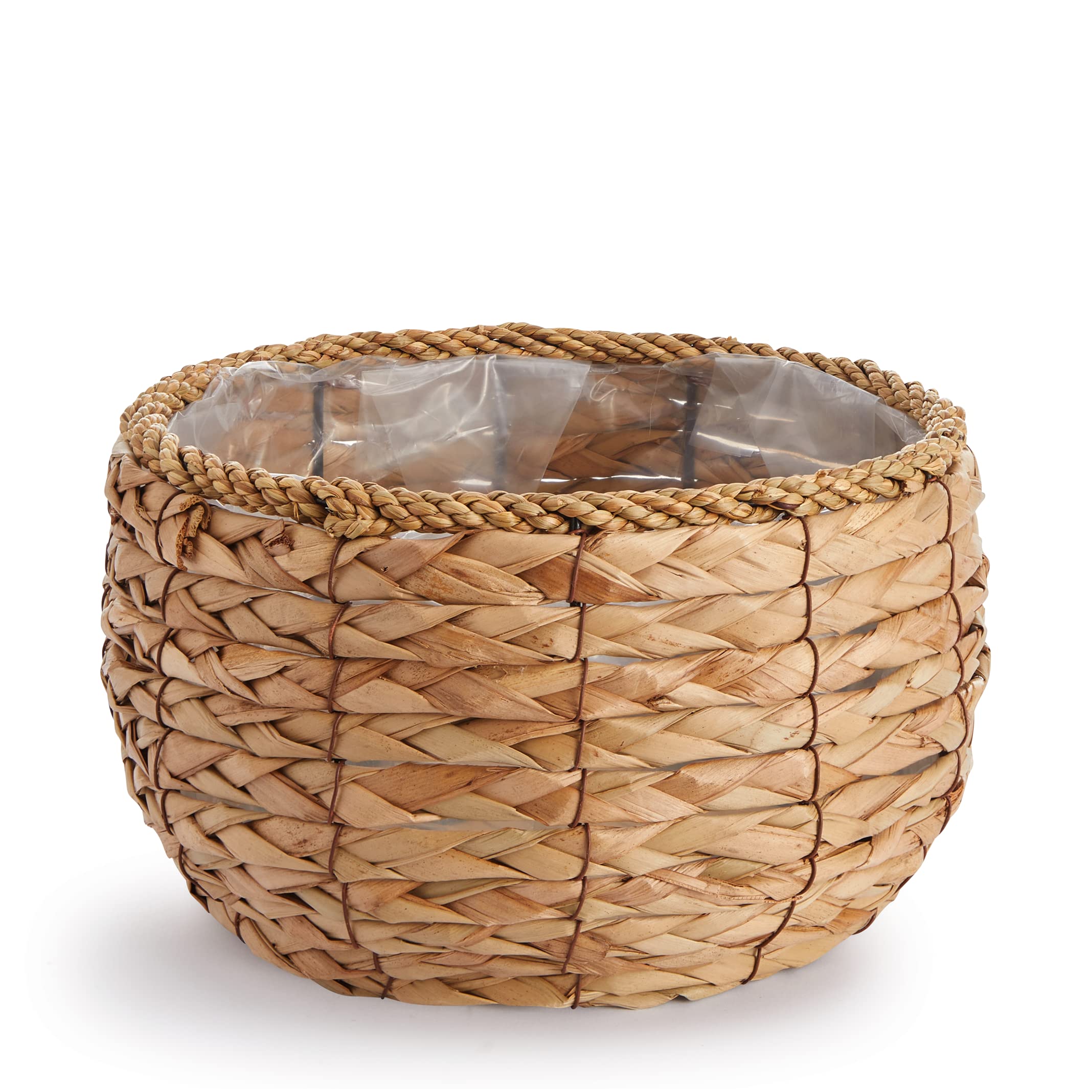 Paco Home Doniczka Os這nka Du瘸 Donica Wn瘲zna Zestaw Wiklina Plecionka Kwiaty Drewno Folia, Kolor:Naturalny, Ustawia si:2pcs Set/Projekt 1