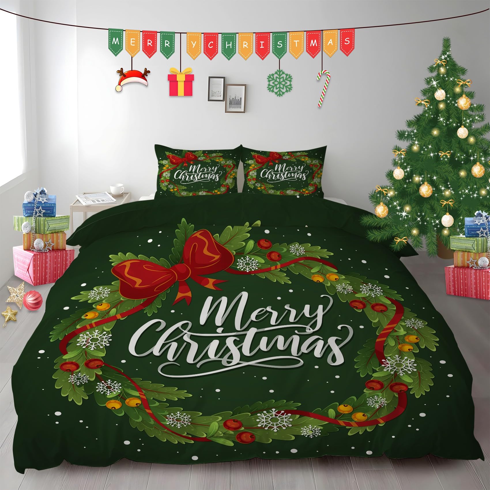 Housse de couette Magie de Noël en jersey de qualité supérieure pour lit double