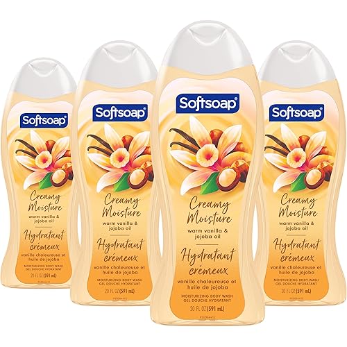 Softsoap Moisturizing Body Wash, Vanilla and Jojoba Oil - 20 Fluid Ounce (4 Pack)