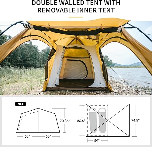 Miniatura 2 de Naturehike Dune Hot Tent con estufa Jack,Tienda de campaña de doble capa de 4 estaciones,Carpas impermeables para 2-4 personas para acampar