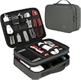 MATEIN Electronics Organizer Travel Case, Large Cable Storage Bag, Water Resistant Carrying Case with Handle, Tech Organizer for Tablet (Up to 12.9inch), USB Charger, Clipper, Grey