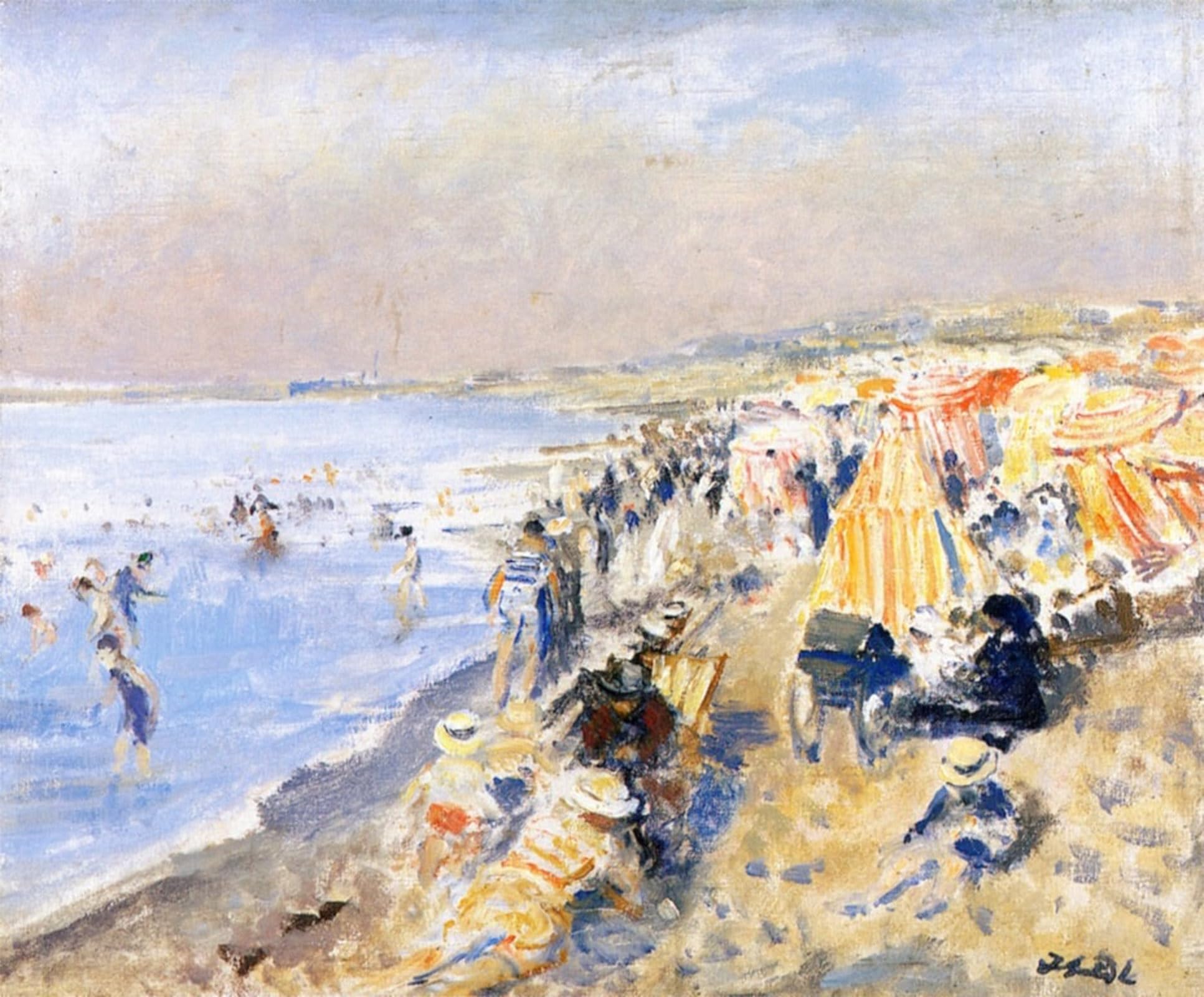 SERENDIPITP Retro Picture Poster Wall Art Pictures Painting the Beach At Dieppe by Jacques Emile Blanche Wall Art Canvas Print for Wall Decor 60x90cm