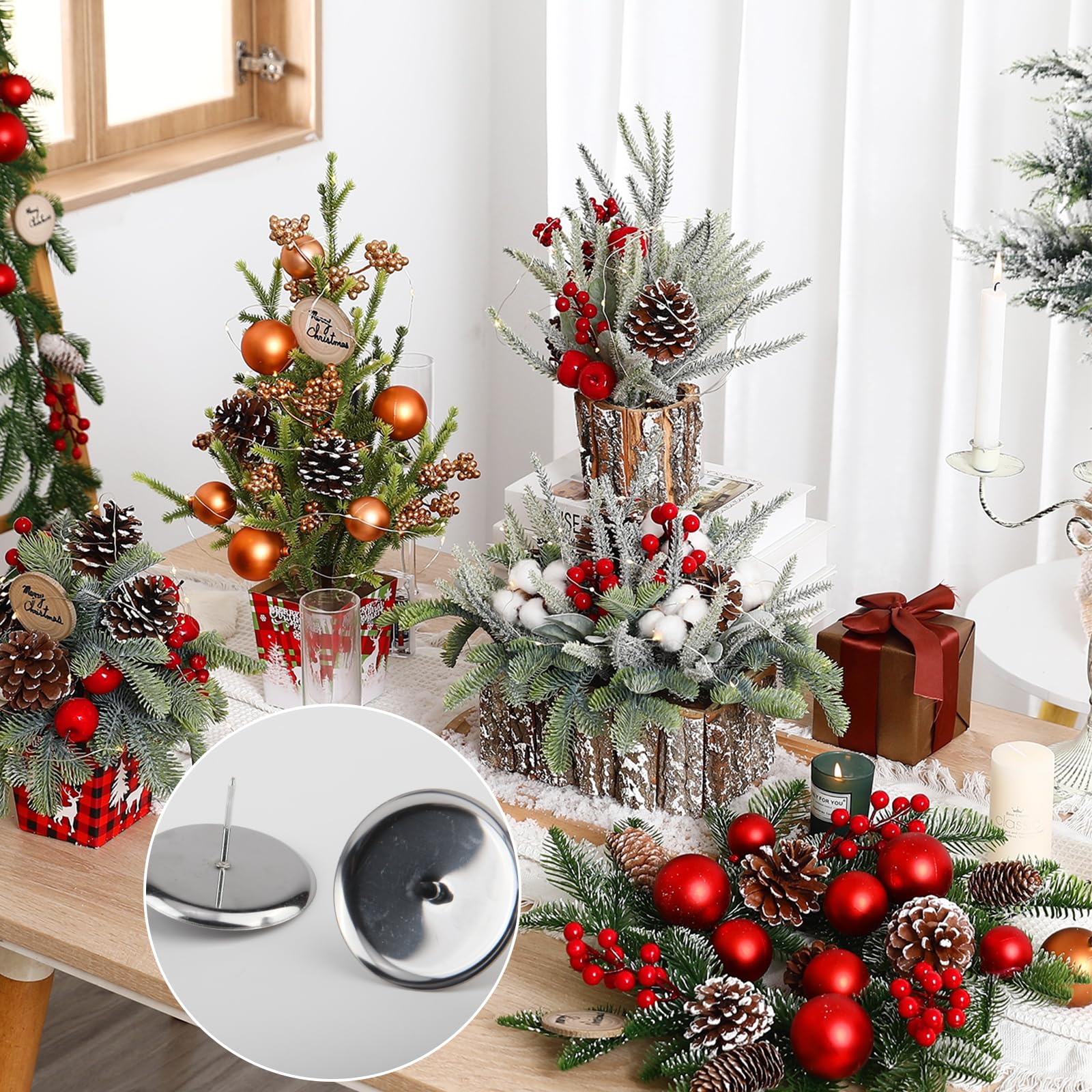 10 Bougeoirs En Métal Argenté Pour Bougies De L'Avent - 6 Cm, Support Circulaire Pour Couronne De Noël - 3