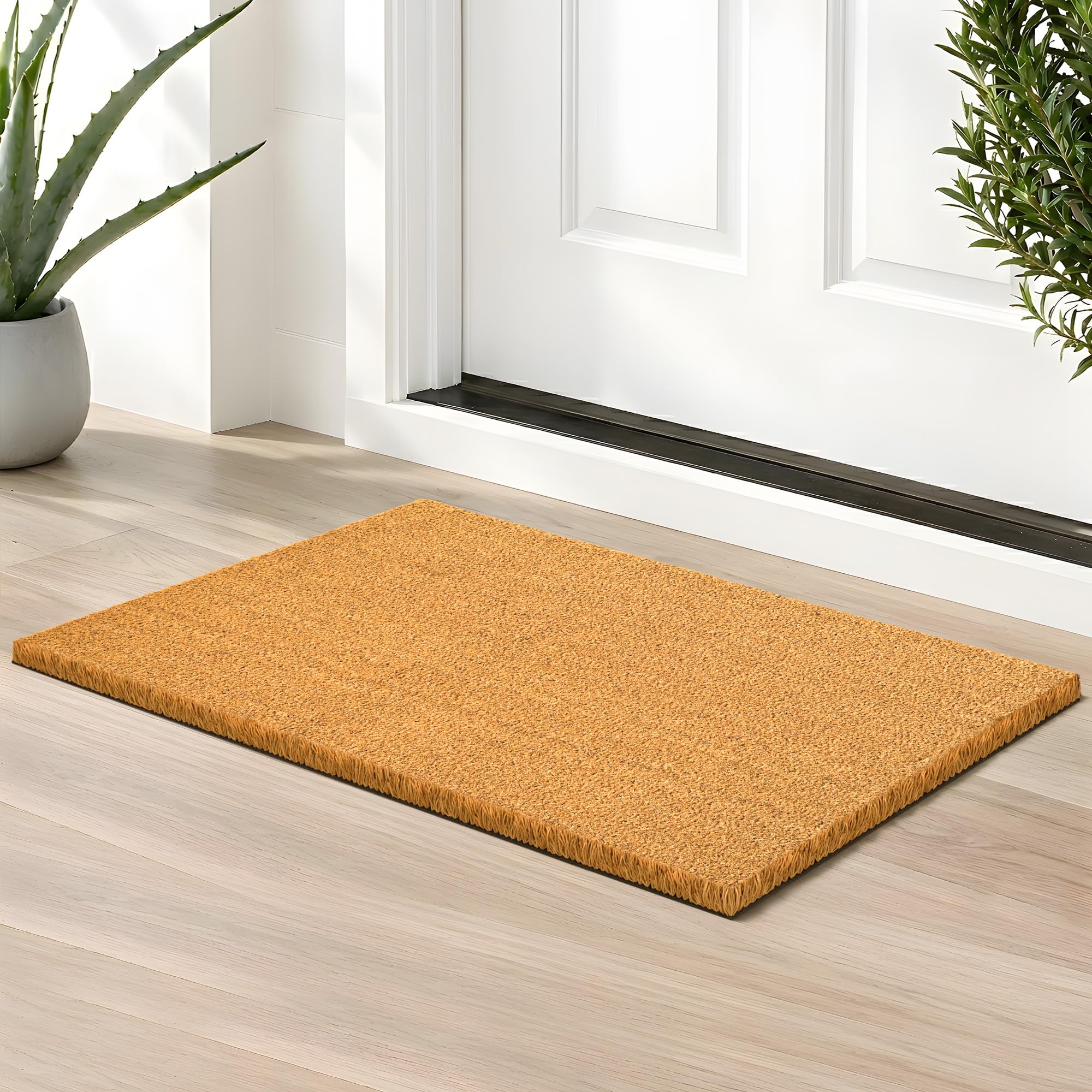 Lexell Coir Matting for Entrance Heavy Duty Coir Door Mats Indoor Outdoor - Non-Slip Rubber Back with Thick Natural Bristle (100 x 125 cm (Rectangular))