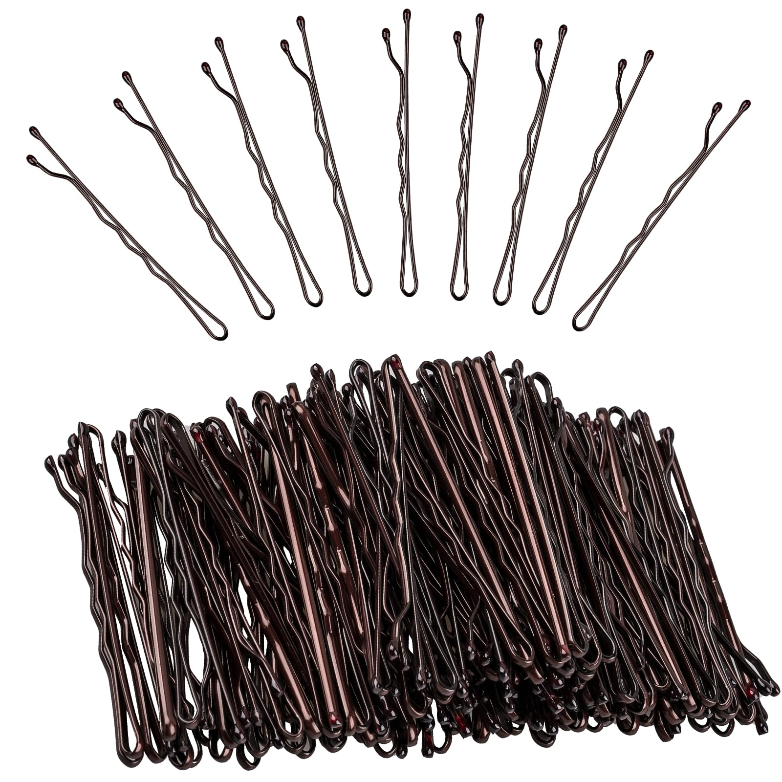 FVOLREM Bobby Pins Brown, 260 Pcs 2 Inch Non-Slip Hair Clips, Invisible Wave Hair Pins for Women & Girls, Ideal for All Hair Types & Styles