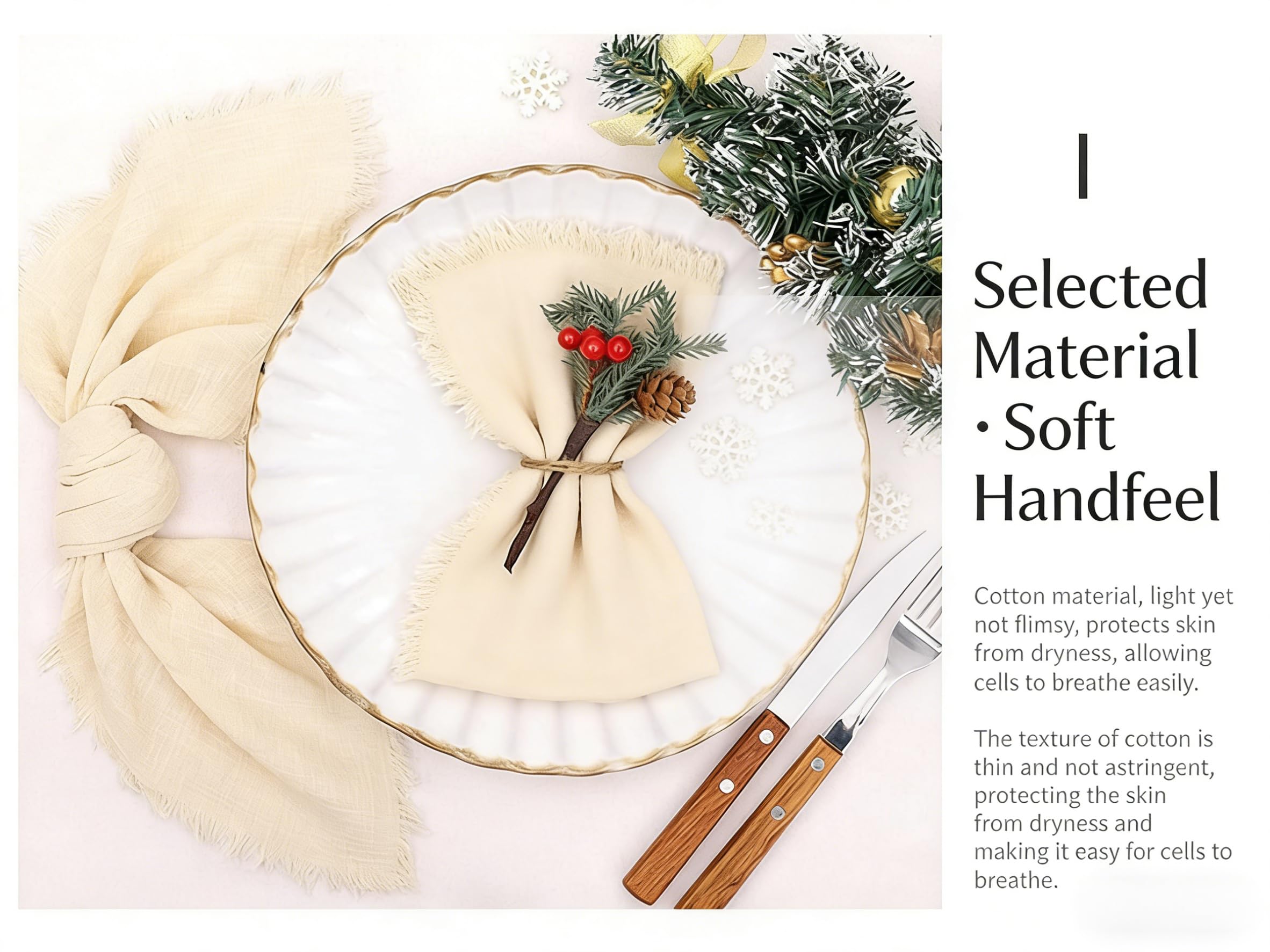 Servilleta Paquete De 12 Servilletas De Lino Y Algodón con Flecos 45 X 45 Cm Manteles Individuales Decorativos para Fiestas Y Festividades Color Marrón