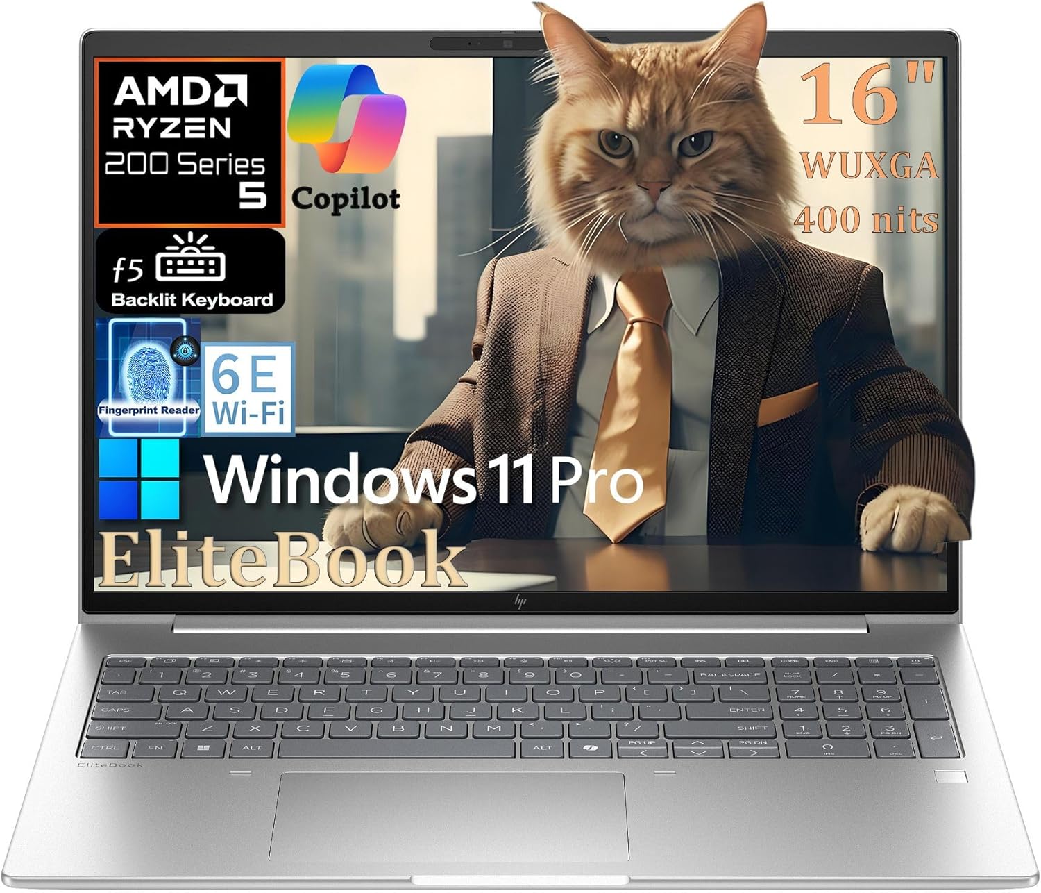 HP EliteBook 16" Business Laptop Computer (2025/2026 Edition), AMD Ryzen 5 (Beat i5-1345U), 32GB DDR5 RAM, 1TB PCIe SSD, FHD+ 400nits, WiFi 6E, BT 5.3, Backlit KB, Fingerprint Reader, Windows 11 Pro